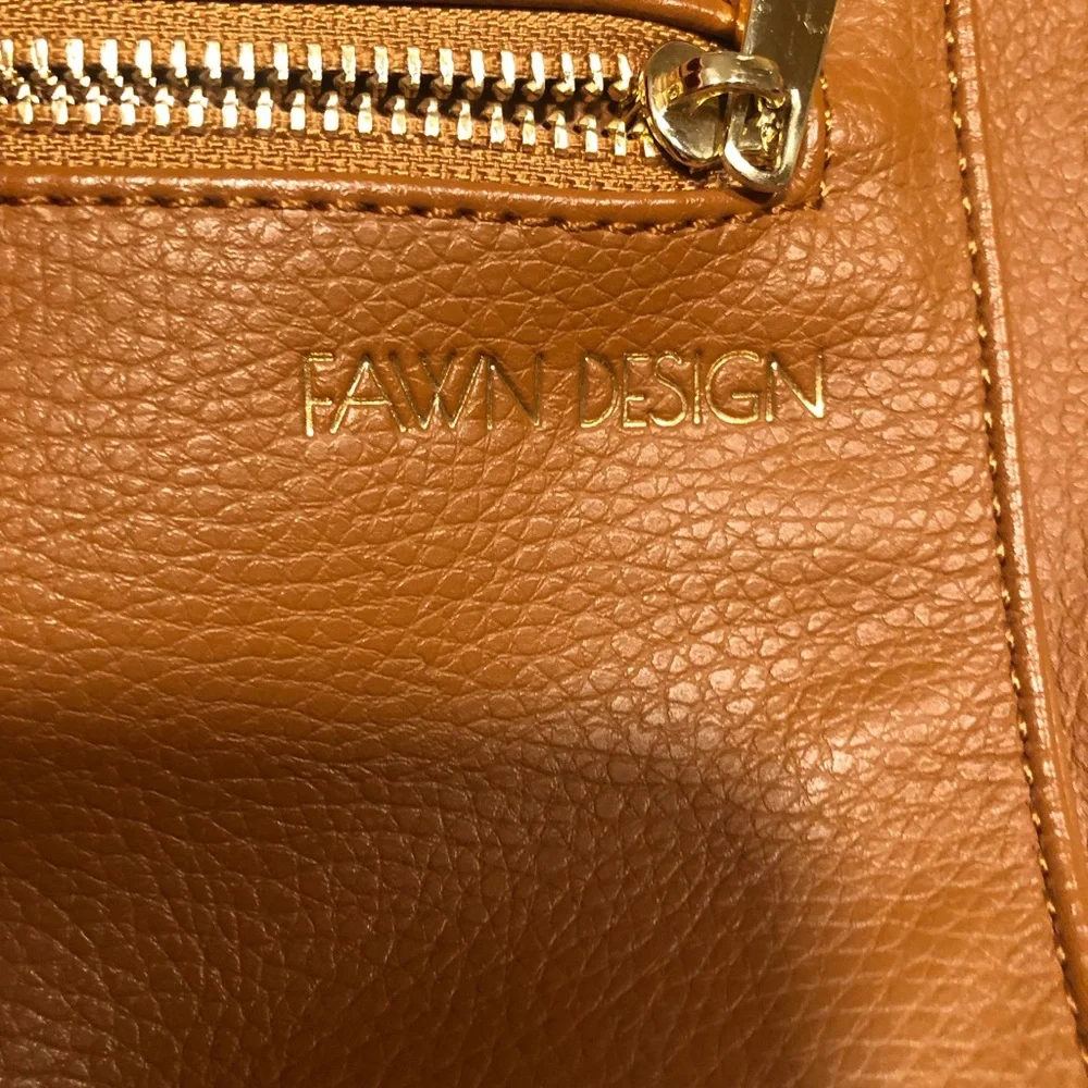 $15 Days Flawed Fawn Original Diaper Bag- Brown Camel. Faux Leather/Vegan